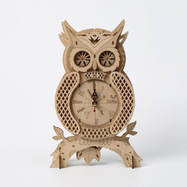 Owl Shaped 3D Wooden Puzzle Clock DIY Toy for Kids and Adults 