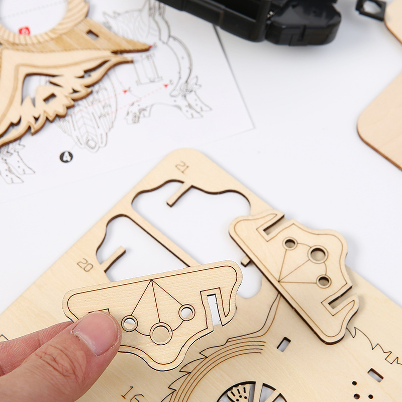 Owl Shaped 3D Wooden Puzzle Clock DIY Toy for Kids and Adults