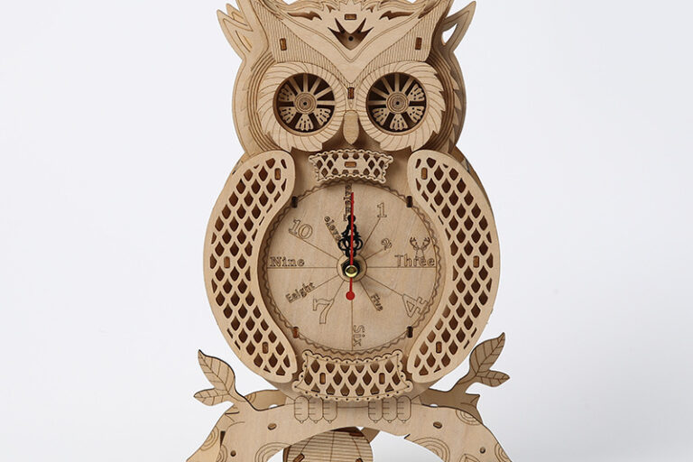 Owl Shaped 3D Wooden Puzzle Clock DIY Toy for Kids and Adults
