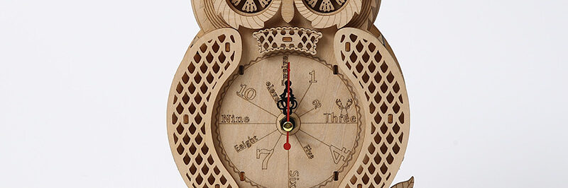 Owl Shaped 3D Wooden Puzzle Clock DIY Toy for Kids and Adults
