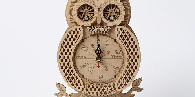 3D Wooden Puzzle Clock Owl Model – Creative DIY Educational Toy Gift (8) Owl Shaped 3D Wooden Puzzle Clock DIY Toy for Kids and Adults