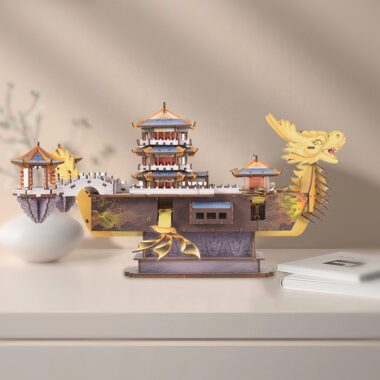3D Wooden Dragon Boat Puzzle Model Toy for Kids and Adults
