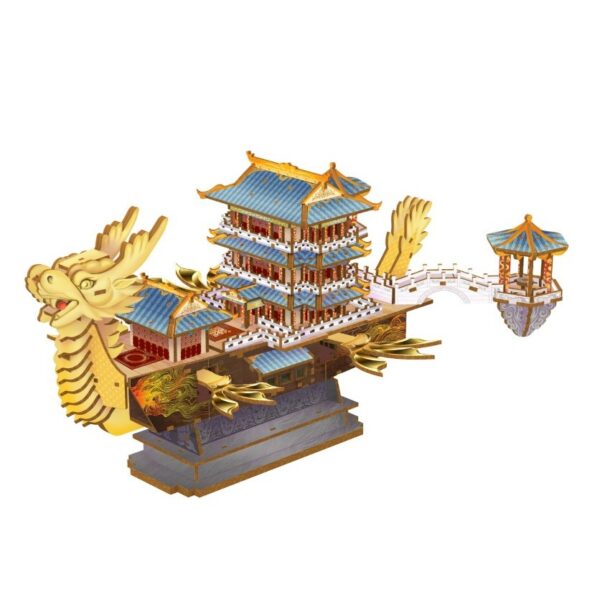 3D Wooden Dragon Boat Puzzle Model Toy for Kids and Adults