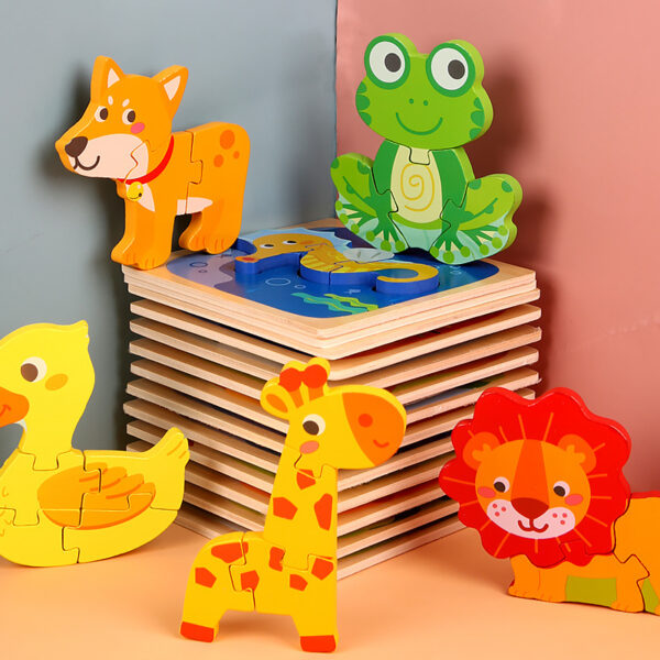 3D Animal Wooden Puzzle Toy for Toddlers