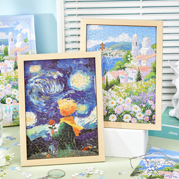 Aesthetic Wooden Puzzle Gift Box with Photo Frame – Creative Desk Decor Toy