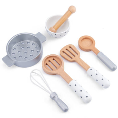 Wooden Play Kitchen Set with Dishwasher and Cooking Station for Kids