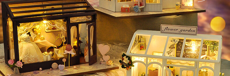 DIY Wooden Book Nook Garden Dollhouse Kit