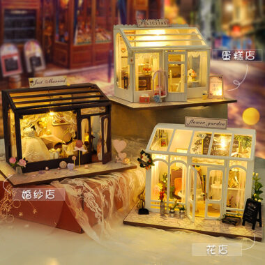 DIY Miniature Wooden Food Shop Model Kit for Girls