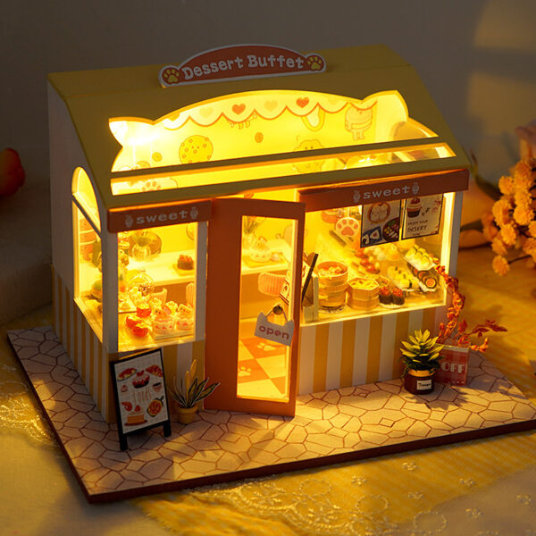 DIY Miniature Wooden Food Shop Model Kit for Girls