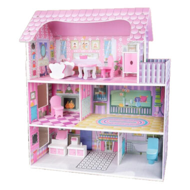 Image ALT Text: DIY Wooden Princess Dollhouse Castle Toy for Girls