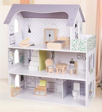 Image ALT Text: DIY Wooden Princess Dollhouse Castle Toy for Girls