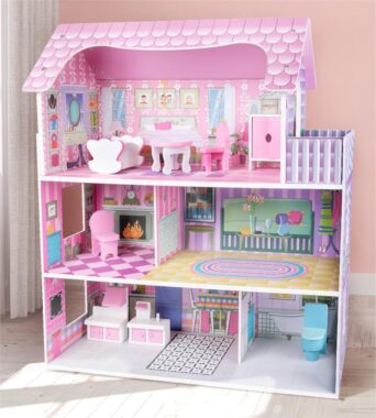 Image ALT Text: DIY Wooden Princess Dollhouse Castle Toy for Girls