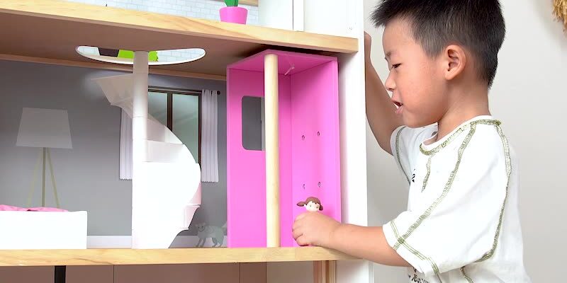 DIY Wooden Dollhouse Princess Castle Villa Toy for Girls Pretend Play Set (7) Image ALT Text: DIY Wooden Princess Dollhouse Castle Toy for Girls