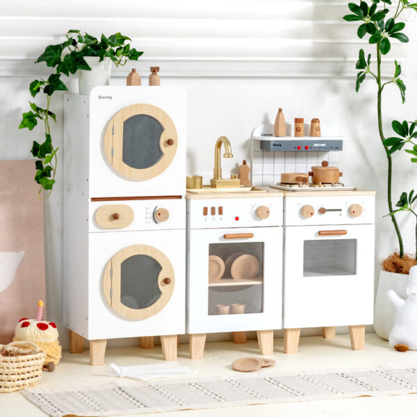 Kienvy Korean Wooden Play Kitchen Toy with Sound, Light & Water Features for Kids (2) Kienvy Korean Wooden Play Kitchen Toy with Sound, Light, and Water Features