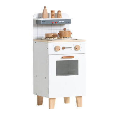 Kienvy Korean Wooden Play Kitchen Toy with Sound, Light, and Water Features