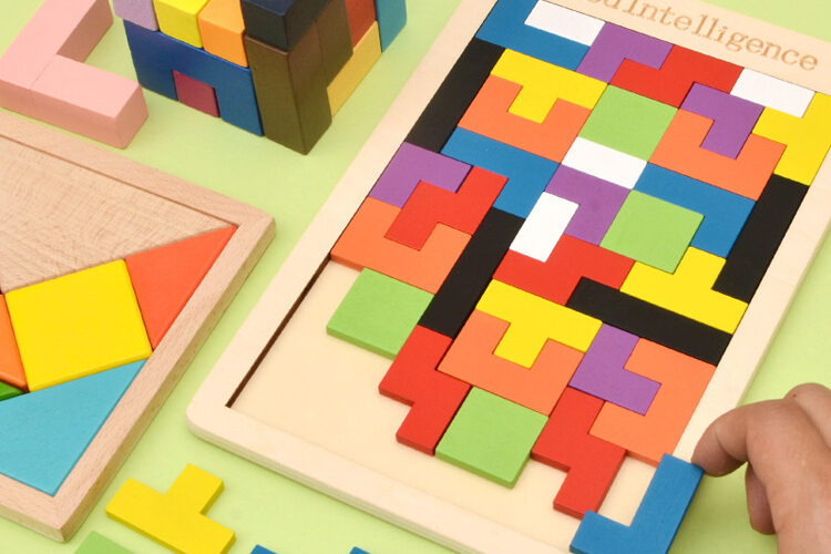 Magnetic Wooden Tetris Blocks 3D Puzzle Educational Toy for Children