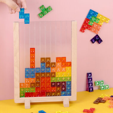 Magnetic Wooden Tetris Blocks 3D Puzzle Educational Toy for Children