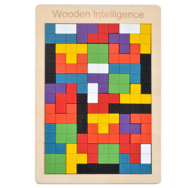 Magnetic Wooden Tetris Blocks 3D Puzzle Educational Toy for Children