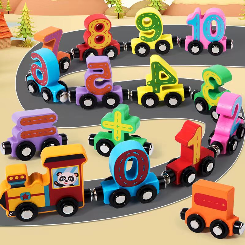 Magnetic Wooden Number Train Educational Toy for Toddlers
