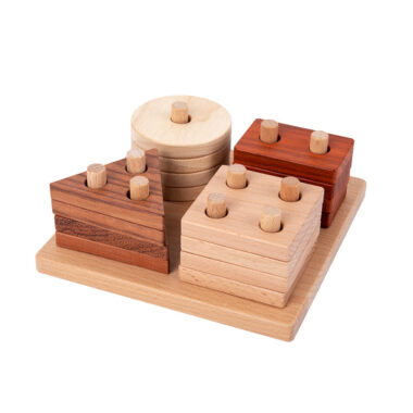  Montessori Wooden Geometric Shape Stacking Toy for Kids