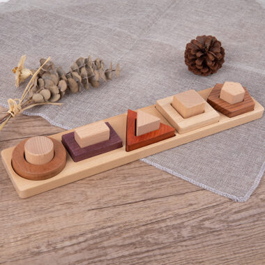  Montessori Wooden Geometric Shape Stacking Toy for Kids