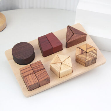  Montessori Wooden Geometric Shape Stacking Toy for Kids
