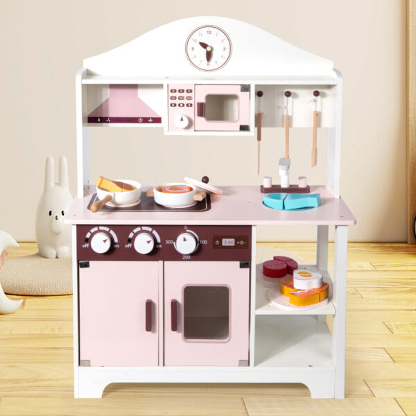 Morandi Wooden Play Kitchen with Stove and Cooking Utensils for Kids