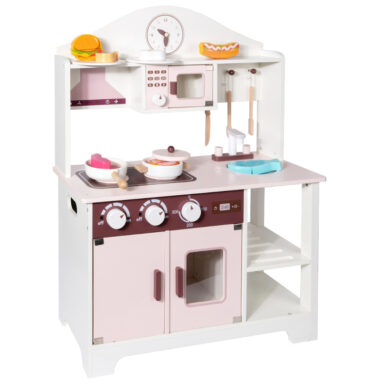 Morandi Wooden Play Kitchen with Stove and Cooking Utensils for Kids