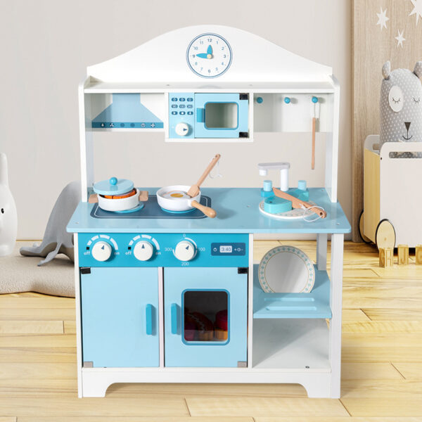 Morandi Wooden Play Kitchen with Stove and Cooking Utensils for Kids