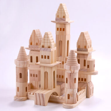 Natural Wooden Castle Building Blocks for Kids Educational Play