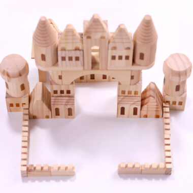 Natural Wooden Castle Building Blocks for Kids Educational Play