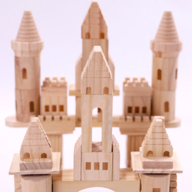 Natural Wooden Castle Building Blocks for Kids Educational Play