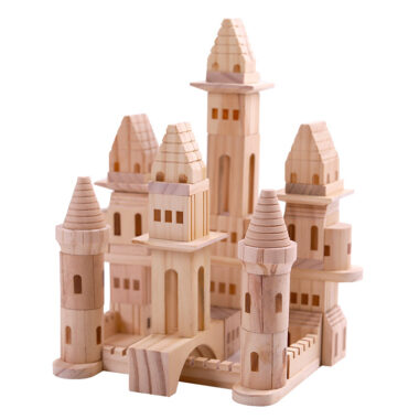 Natural Wooden Castle Building Blocks for Kids Educational Play