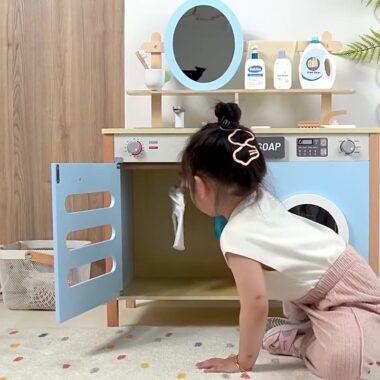 Princess Wooden Play Sink for Kids – Realistic Wash Station Toy