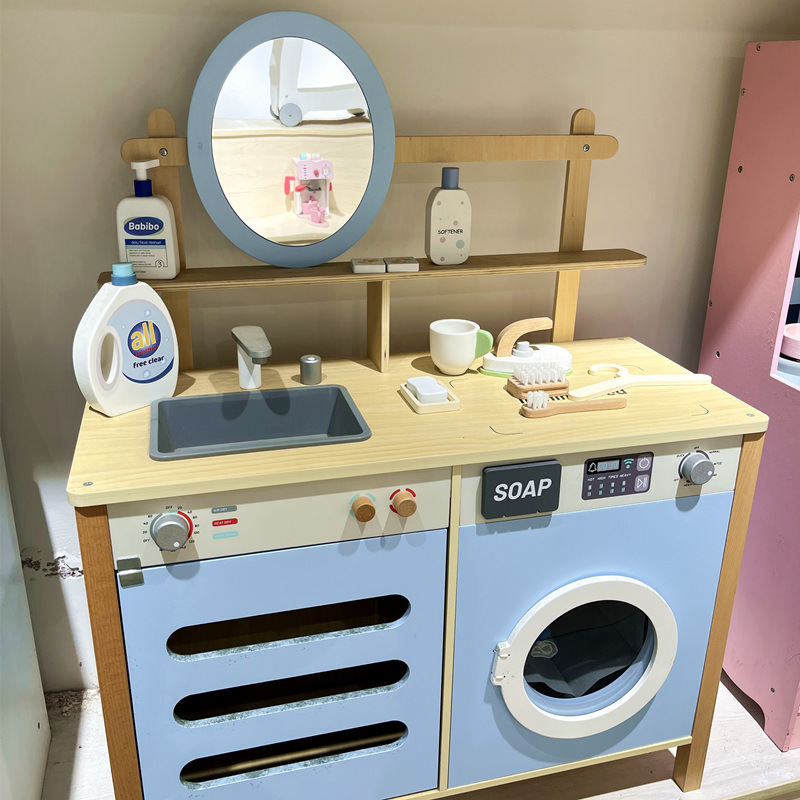 Princess Wooden Play Sink for Kids – Realistic Wash Station Toy