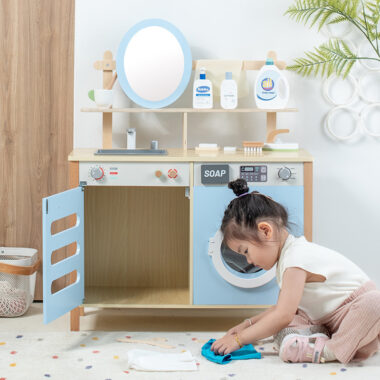 Princess Wooden Play Sink for Kids – Realistic Wash Station Toy