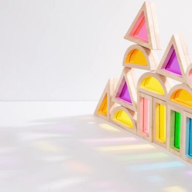 Transparent Rainbow Acrylic Wooden Building Blocks for Kids