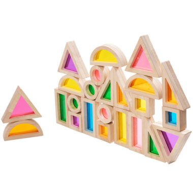 Transparent Rainbow Acrylic Wooden Building Blocks for Kids
