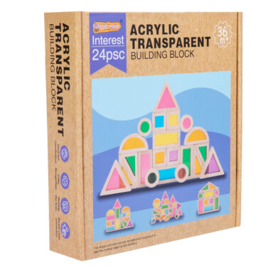 Transparent Rainbow Acrylic Wooden Building Blocks for Kids
