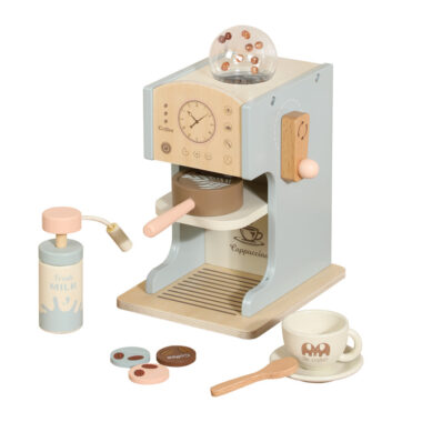 Wooden Play Kitchen Coffee Machine Toy for Kids Interactive Cafe Play