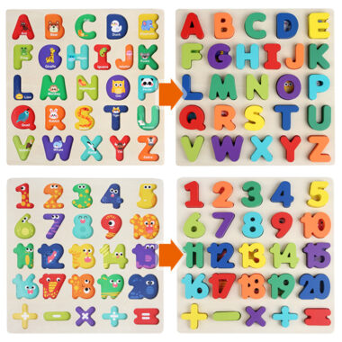  Wooden Alphabet and Number Matching Puzzle Toy for Toddlers