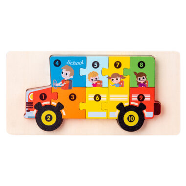 Wooden 3D Puzzle Blocks for Toddlers with Animal and Transport Themes