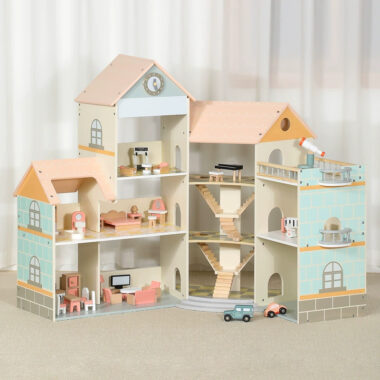 DIY Wooden Princess Castle Dollhouse with Furniture