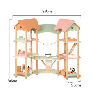 DIY Wooden Princess Castle Dollhouse with Furniture