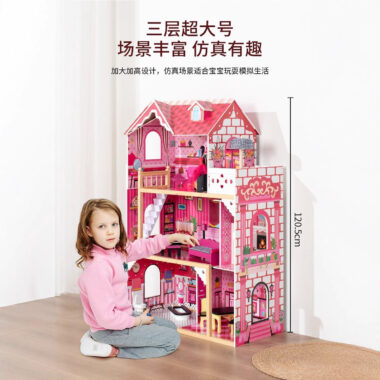 DIY Wooden Princess Castle Dollhouse with Furniture