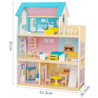 DIY Wooden Princess Castle Dollhouse with Furniture