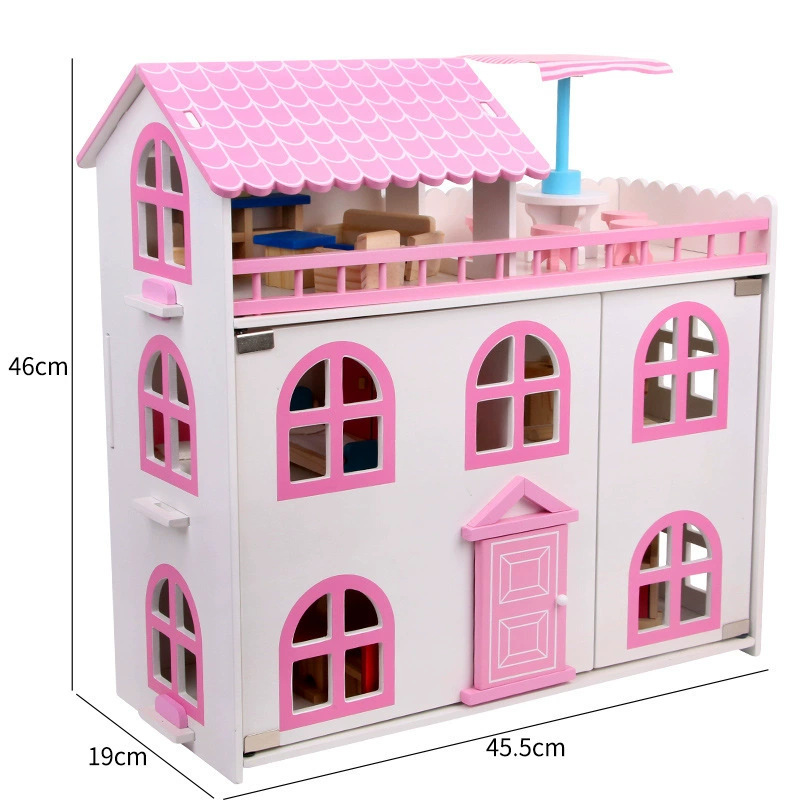 DIY Wooden Princess Castle Dollhouse with Furniture