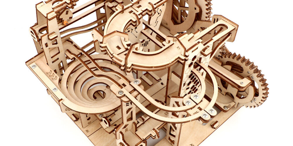 Wooden Mechanical Puzzle with Rolling Beads Track Model