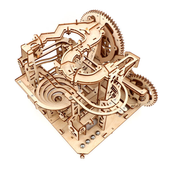 Wooden Mechanical Puzzle with Rolling Beads Track Model