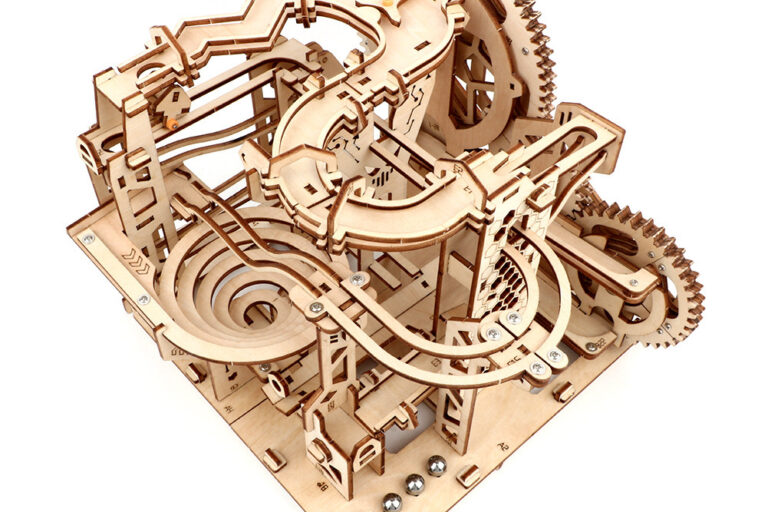 Wooden Mechanical Puzzle with Rolling Beads Track Model